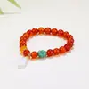 Promoción Transmitida en Vivo de Pulsera de Ágata Roja con Cuentas para Mujeres, Pulsera Original con Colgante de Estilo Chino de Estambres de Flor, Regalo para Compañeros de Clase y Mejores Amigos