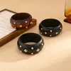 Joyería Transfronteriza Europea y Americana Moda Retro Remache de Estrella de Cinco Puntas Pulsera de Madera Ins Simple Elegante Combinable Joyería de Mano