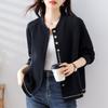 Foto Real de Chaqueta de Béisbol Negra Estilo Chanel para Mujer, Corta, Nuevo Modelo Primavera 2026, Top Holgado Talla Extra para Mujer