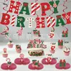 Navidad Caricatura Estilo Infantil Cumpleaños Banderín de Tirar Elementos de Dulces Pancarta de Letras Adorno para Pastel Adornos Decoración
