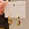 Pendientes Irregulares Geométricos en Forma de C Retorcidos con Cuentas de Piedra Aguja de Plata Estilo Étnico Retro Nicho Pendientes de Alta Gama para Mujer