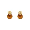 Brincos Redondos Manchados Maillard Novos para Mulheres Design de Lote Pequeno Joia de Orelha Brincos de Temperamento High-End de Luxo Leve Atacado