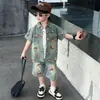 Ropa de Nezha para niños, chaqueta camisa de manga corta de verano, ropa elegante para niños pequeños, traje delgado de mezclilla de verano