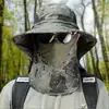 Chapéu Camuflado Tinta Lavada para Homens, Chapéu de Pesca com Aba de Pescoço, Proteção Solar, Proteção UV, Chapéu para Caminhada ao Ar Livre para Mulheres