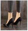 Zapatos de tacón alto para mujer, de tacón de aguja, para primavera y otoño, de dama de honor, de vestir, de boda, de tacón grande, 2023
