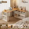 Mesa de canto em madeira maciça para uso doméstico, escrivaninha de estudo e escrita com estante, mesa integrada, penteadeira de quarto, mesa de computador em L ao lado da cama
