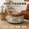Artefacto de almacenamiento retro pastoral: puf de sofá que se puede llenar con artículos viejos, cojín para ocio en el patio, taburete de almacenamiento de pie