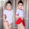 Tentación de Deseo Estilo Japonés Deseo Puro Sexy Brillante Alta Elasticidad Transparente Calado Traje de Baño Vestido de Verano Lencería
