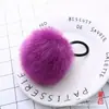 Laços de cabelo de pelo sintético de coelho personalizados pelo fabricante, elásticos de cabelo infantis, acessórios de pompom DIY, pompons de pelo sintético de coelho