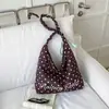 Bolso de hombro casual estilo coreano con cierre de cordón, gran capacidad, adecuado para ir al trabajo y viajar, diseño retro de lunares, bolso tipo tote versátil