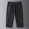 Calças Cropped Masculinas de Seda Gelada Verão Finas Masculinas Secagem Rápida Elásticas Casuais Esportivas Todas as Ocasiões Comprimento Médio Calças de Praia