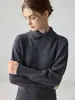 Com gola e acinturado! Suéter 100% caxemira pura para mulheres, novo pulôver de manga comprida para outono e inverno, blusa básica de tricô para o dia a dia