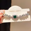 Pulsera Colgante Cuadrado de Circonita Estilo Palacio Vintage, Pulsera de Lujo Ligero de Gama Alta de Nicho, Joyería de Diseño Exquisito Versátil