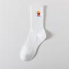 Calcetines para hombre, otoño e invierno, nuevos calcetines blancos y negros, modernos, absorbentes del sudor, deportivos, bordados, hasta media pantorrilla, calcetines de algodón para mujer.