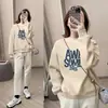 Nova Blusa de Moletom Feminina para Primavera e Outono, Fina Oversized 2025 Solta Estampada Moda Camisa Base Top Versátil para Mulheres