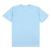 Verão 2026 Novo 400g Azul Leite Manga Curta Camiseta Algodão Puro Estilo de Rua Solta Meia Manga Feminina Cor Sólida Top Casal