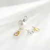 Broche Pingente de Pérola em Prata Esterlina S925, Base Vazia Estilo Pino, Acessórios Simples e Compactos, Pingente Redondo Versátil para Mulheres