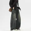 Fengshe Roupa Masculina / Jeans estilo americano para homens e mulheres, calças de perna larga curvas folgadas, marca de streetwear da moda, legal e estiloso com uma sensação relaxada
