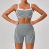 Amazon Novo Europeu e Americano Nu Apertado Esportes Ao Ar Livre Roupa Interior Feminina Fina Alça de Ombro Cor Contraste terno Sling Yoga Wear