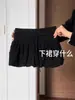 2025 Petite Miu Calça Saia Curta Floral Preta para Mulheres Plus Size Outono Casual Esportiva Bufante Linha A