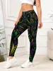 Pantalones Deportivos con Estampado de Plumas Colorido Estilo Étnico para Mujer Leggings Ajustados LGS-4313-4314-4315