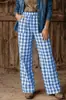 Outono/Inverno 2026 Europeu e Americano Transfronteiriço Comércio Exterior TUME Moda Xadrez Casual Solto Calças Retas Femininas Roupas Femininas Versáteis