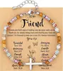 Pulsera de Rebaja Amazon Piedra Shoushan Piedra Natural Ajustable Personalizada Pulsera de Cuentas Cruz Regalo de Cumpleaños con Tarjeta