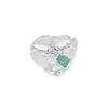 632 Estilo Coreano Ins Diseño de Nicho Sentido de Diseño Cara Irregular Incrustada con Textura de Piedra de Doble Color Anillo Abierto de Plata de Ley S925 para Mujer