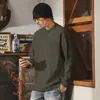 Estilo retro americano, sudadera de felpa con borde de tijera de 410 g, nueva colección primavera/otoño para hombre, corte holgado, color liso básico, adecuada como capa intermedia o capa base