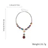 Conjunto de Brincos e Colar Folha com Diamante Zircônia Estilo Palácio Retrô Corrente para Clavícula Colar de Luxo Leve de Alta Qualidade para Mulheres