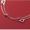 Pulsera Dulce Amor Chapada en Plata S925 para Mujer Estilo Coreano Temperamento Doble Capa Frijoles Redondos Cuentas de Luz Teléfono de Mano en Forma de Corazón