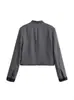 Marca Z Comercio Exterior Transfronterizo Estilo Europeo y Americano Za Ropa para Mujer Primavera 2026 Nuevo Cuello Alto Chaqueta Gris Abrigo para Mujer