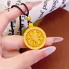 Pingente Bússola Oito Tesouros Rotativa Ponta-Sete Diamantada Banhada a Ouro Latão, Mesmo Estilo que nas Lojas de Ouro, Pingente para Corrente de Suéter de Luxo Leve de Alta Qualidade Feminino