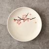 Prato redondo estilo japonês de 6 polegadas, criativo, flor de ameixa, pintado à mão, cor de esmalte, louça de cerâmica, prato dim sum, prato pequeno, prato de osso