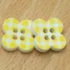 Botón de Resina con Estampado de Cuadros y Trébol de Cuatro Hojas Botón de Cuatro Agujeros Versátil para Ropa Camisa Chaqueta Botón de Accesorio DIY