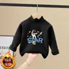 Fleece Crianças Quente Outono Inverno Novo Roupas de Outono para Meninos Camada Base Escovada Crianças Médias e Grandes Casual Gola Meio Alta Tendência