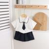 Conjunto de Ropa para Bebé para Verano, Niños y Niñas, Estilo Universitario, Conjunto Ligero de Verano para Bebés y Niños Pequeños, Conjunto de Dos Piezas para Salidas