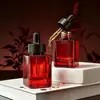 Botella cuentagotas cuadrada de vidrio de alta gama con fondo grueso de 30 ml para aceites esenciales, botella cuentagotas cuadrada para suero, botella dispensadora de líquidos