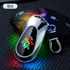 Encendedor Llavero de Pantalla Grande con Encendido de Cable de Tungsteno Grueso, Luces LED de Colores, Encendedor Recargable de Larga Duración, Modelo Nuevo