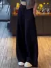 Calça Esportiva Casual de Veludo Preto Plus para Meninos e Meninas Outono Inverno 2026 Novo Estilo Quente Calça de Perna Larga Casual Solta Reta Grossa