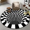 Alfombra redonda transfronteriza trampa de payaso 3D tridimensional blanco y negro geométrica ilusión óptica alfombra sala de estar dormitorio alfombra mesa de café