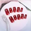 Uñas de Manicura Rectangulares Rojas Portátiles al por Mayor Uñas de Manicura Productos Terminados Removibles Uñas de Manicura Portátiles de Gama Alta