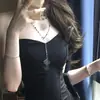 Colar Pingente Cruz Punk Escuro Multicamadas Feminino Y2K Sexy Doce Cool Subcultura Corrente da Clavícula Nicho Estiloso