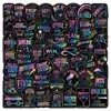 50 pegatinas de texto inspiradoras, decoraciones creativas de graffiti láser holográfico para teléfonos móviles, patinetas, vasos de agua, pegatinas impermeables al por mayor