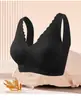 Sujetador sin espalda de encaje de burbujas para mujer, hipoalergénico, sin costuras, con cierre frontal, push-up, chaleco deportivo absorbente de impactos