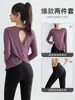 Cubierta de Yoga para Mujer Espalda Descubierta Manga Larga Hermosa Espalda Top Deportivo Pantalones Tiburón Levantamiento de Glúteos Conjunto Ropa de Abrigo de Otoño