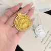 Colgante de Oro Antiguo Weixue con Amuleto de Unicornio Pixiu, Plato Redondo de Seda con Brújula de Flor, Collar de Nuevo Estilo Chino