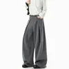 Pantalones de Estilo Old Money de Corte A con Doble Pinza para Hombre Marca de Moda Diseño Rayado Pantalones Casuales Nueva Silueta de Alta Gama Pantalones Largos