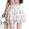 Falda Blanca de Pastel Estilo Ballet Falda de Princesa Falda de Verano para Mujer Cintura Alta Dulce Falda de Línea A Falda Anti-Exposición Falda Corta