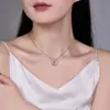 Collar de guirnalda de moissanita de plata de ley S925 para mujer, moda transfronteriza europea y americana, lujo ligero, cadena para la clavícula completamente incrustada, venta al por mayor